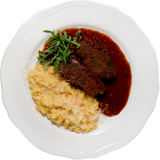 Risotto milanese with beef cheek steak