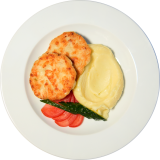 Minced chicken cutlet with mashed potatoes