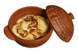 Baked varenyky with potatoes and mushrooms