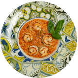 Tomato risotto with shrimp