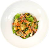 Insalata con melanzane e halloumi