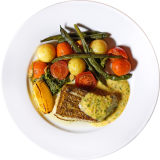 Палтус з овочами 