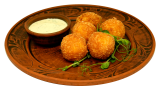 Potato croquettes with cheese sauce