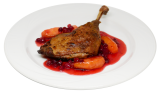 Duck leg with apples
