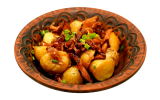 Fried potatoes with chanterelles