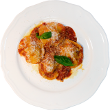 Ravioli with duck and Napoli sauce